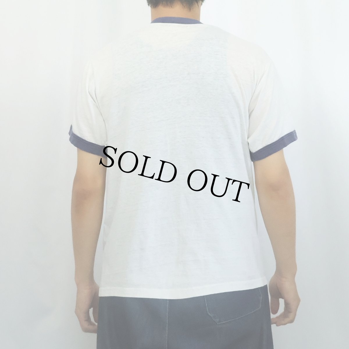 画像3: 80's DUX "YALE" プリント リンガーTシャツ L (3)