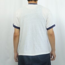 画像3: 80's DUX "YALE" プリント リンガーTシャツ L (3)