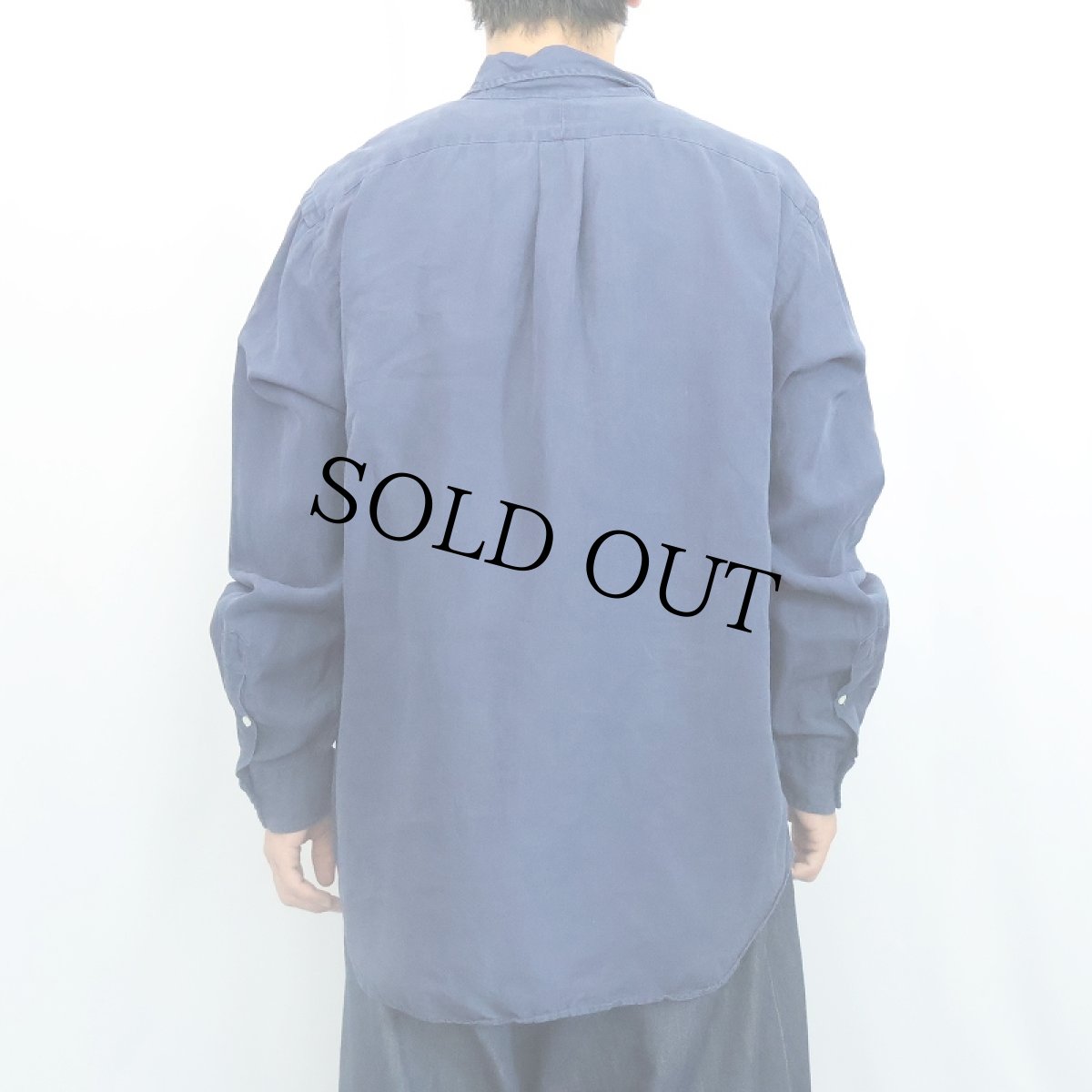 画像3: Ralph Lauren "CLASSIC FIT" リネン×シルク ボタンダウンシャツ NAVY L (3)
