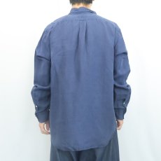画像3: Ralph Lauren "CLASSIC FIT" リネン×シルク ボタンダウンシャツ NAVY L (3)