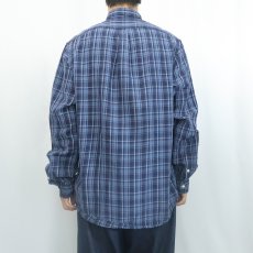 画像3: Ralph Lauren "CUSTOM FIT" チェック柄 シルクリネン ボタンダウンシャツ NAVY L (3)