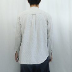 画像3: 90's〜 U.S.EXPENDITION ストライプ柄織り コットンバンドカラーシャツ XL (3)