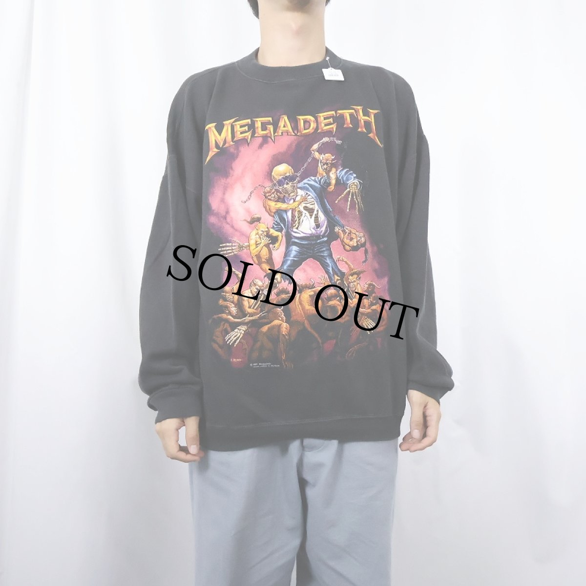 画像3: 90's MEGADETH ヘヴィメタルバンドプリントスウェット BLACK XL (3)