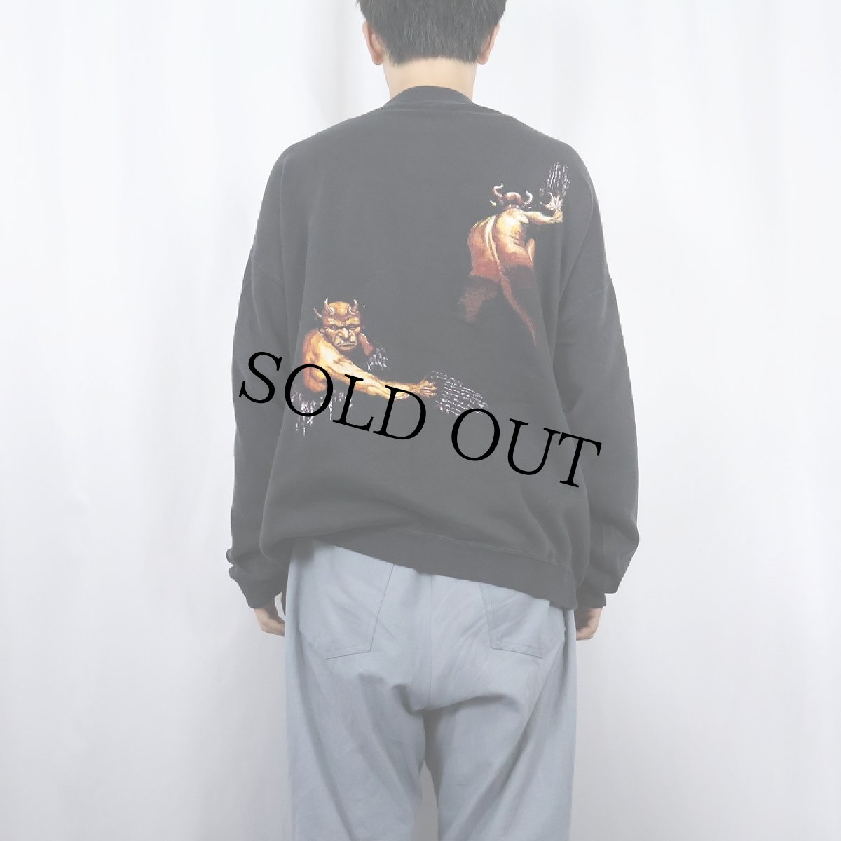 画像4: 90's MEGADETH ヘヴィメタルバンドプリントスウェット BLACK XL (4)