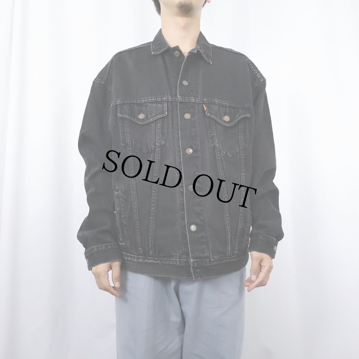 画像2: 90's Levi's 57507 USA製 ブラックデニムジャケット L (2)