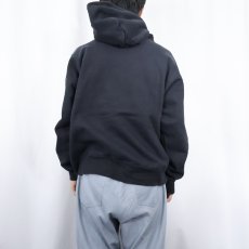 画像3: 90's Champion USA製 青刺繍タグ 後期 前V 目無し スウェットフーディー BLACK XL (3)
