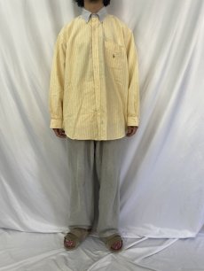 画像2: POLO Ralph Lauren "BIG SHIRTS" ストライプ柄切り替え オックスフォードボタンダウンシャツ L (2)