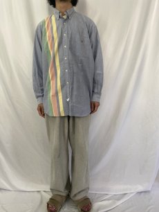 画像2: 90's〜 POLO Ralph Lauren "BIG SHIRTS" ストライプ柄 オックスシャンブレーボタンダウンシャツ L (2)