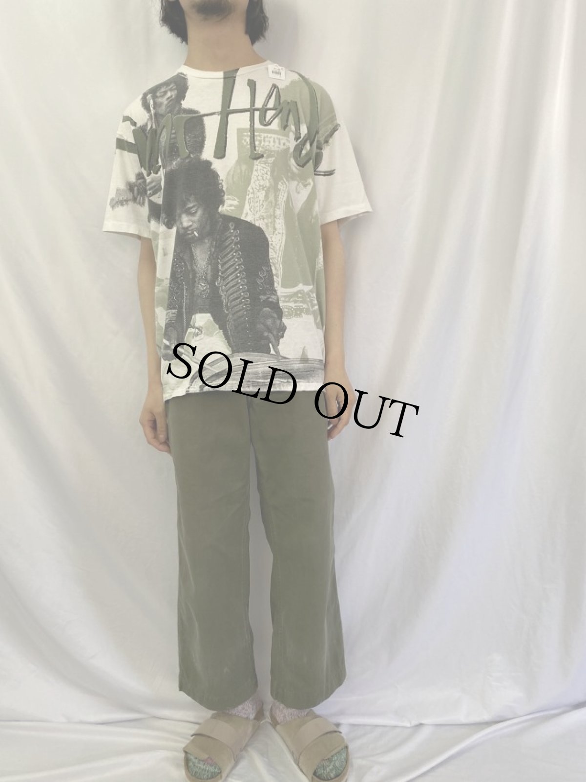 画像2: 90's Jimi Hendrix USA製 大判プリント ミュージシャンTシャツ XL (2)