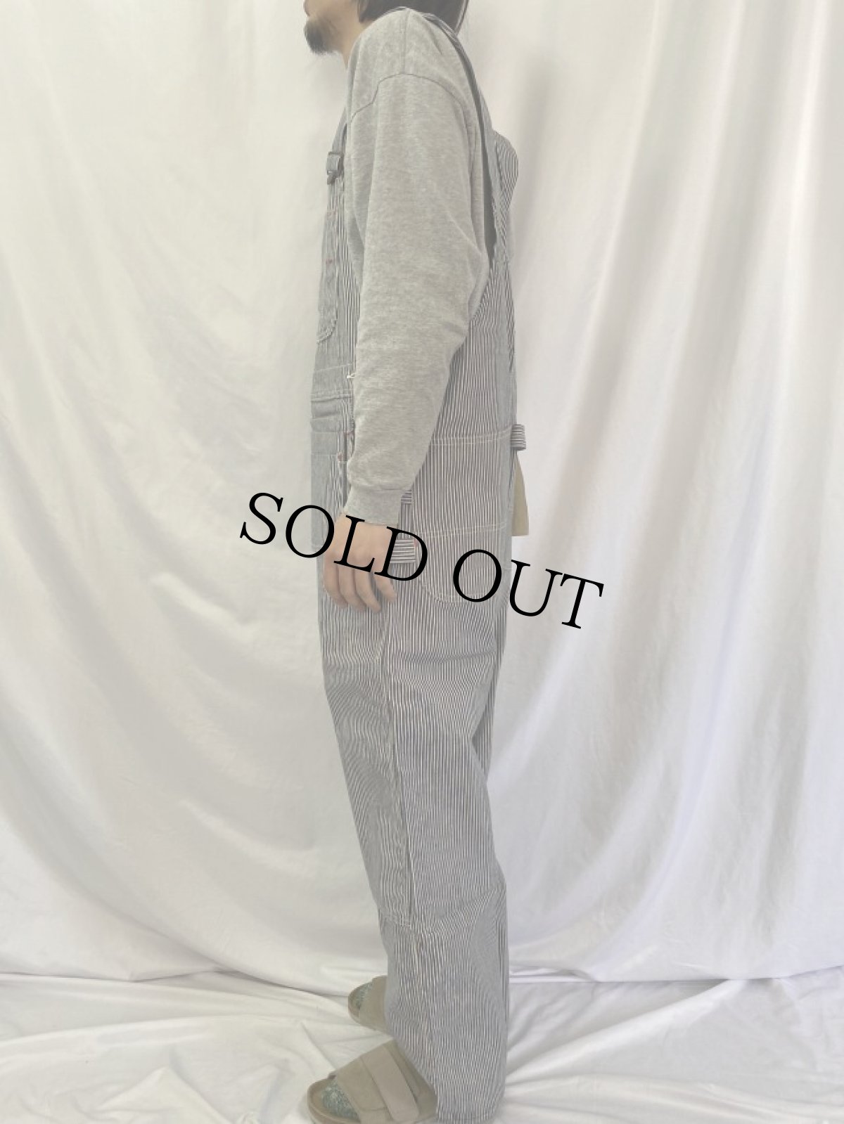 画像3: 60〜70's COWDEN ヒッコリーストライプ柄 エプロン付き オーバーオール フラッシャー付き DEADSTOCK (3)