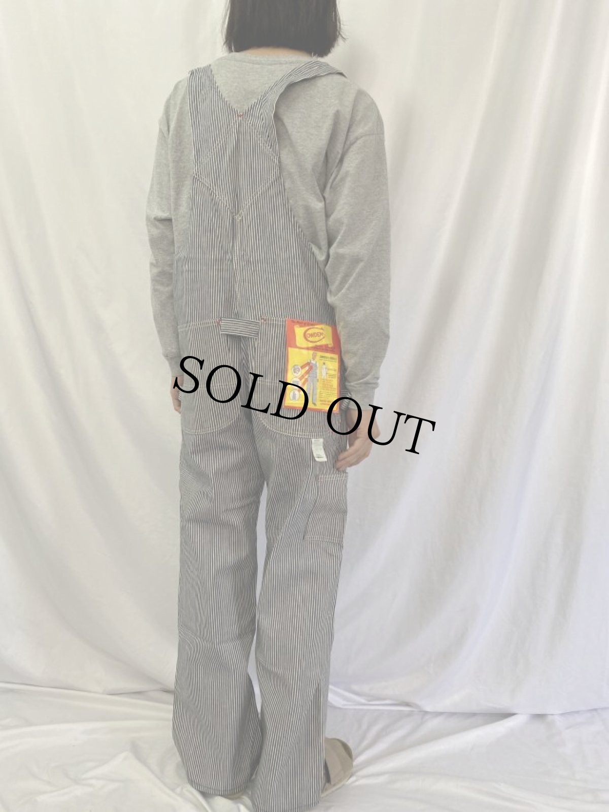 画像4: 60〜70's COWDEN ヒッコリーストライプ柄 エプロン付き オーバーオール フラッシャー付き DEADSTOCK (4)