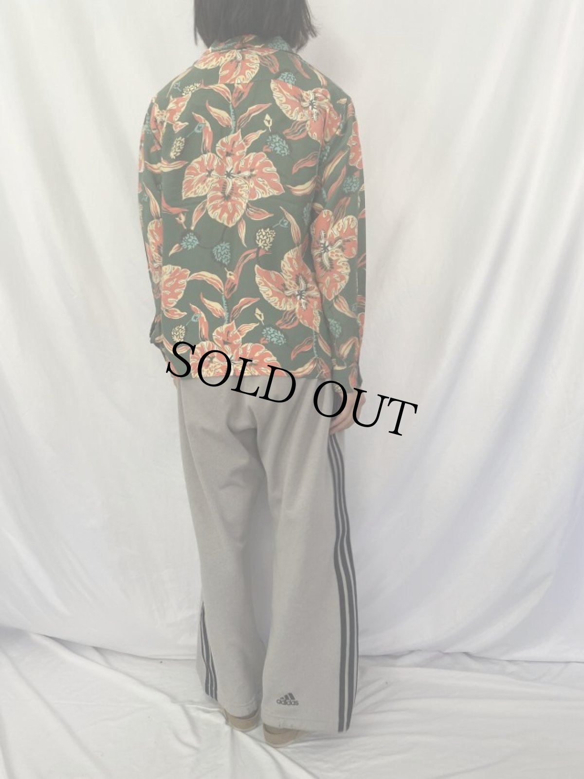 画像4: 40〜50's SPORTSWEAR by MacLAREN モンステラ柄 長袖アロハシャツ M (4)