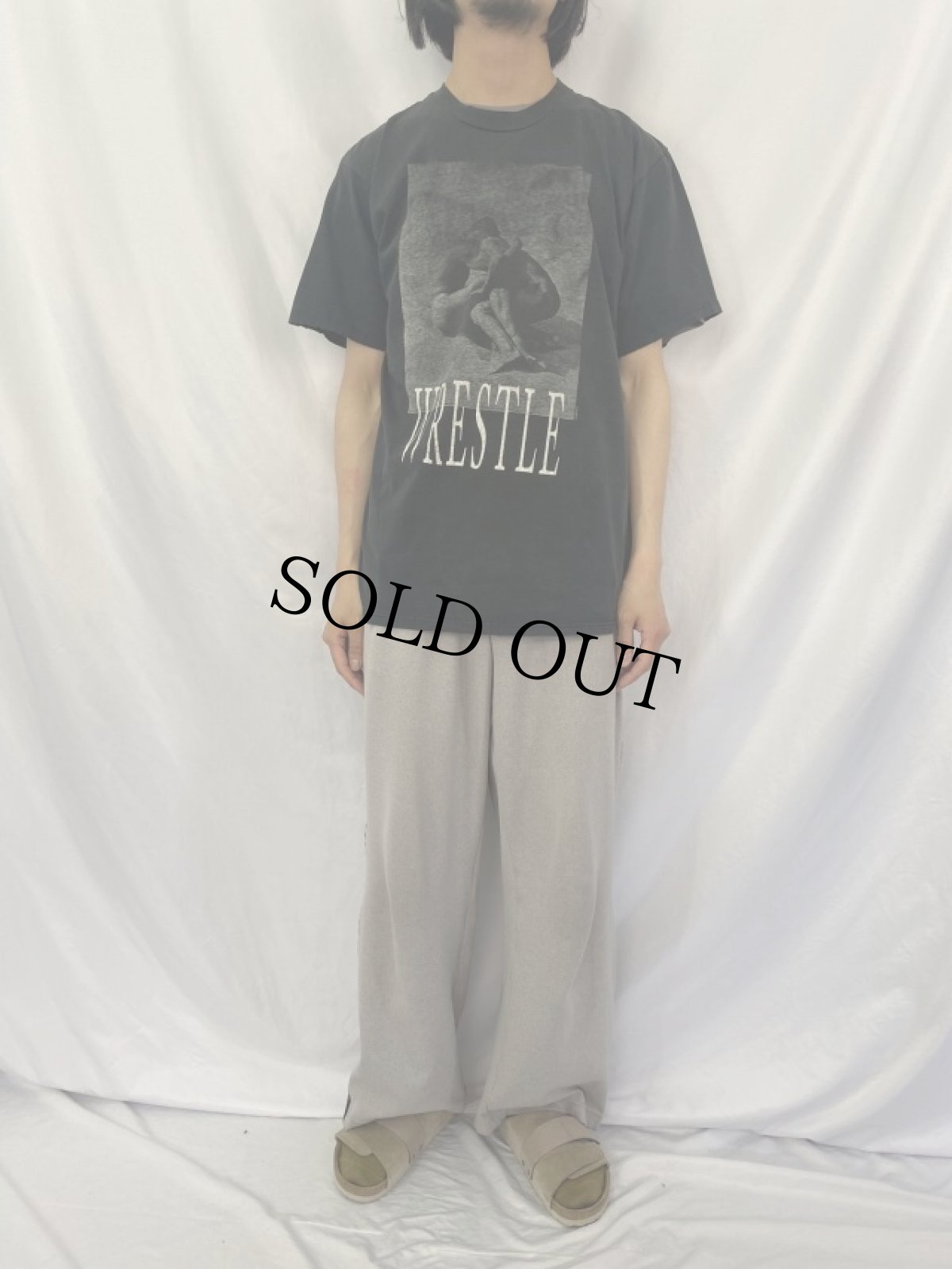 画像2: 〜90's HERB RITTS "WRESTLE" アートTシャツ XL (2)