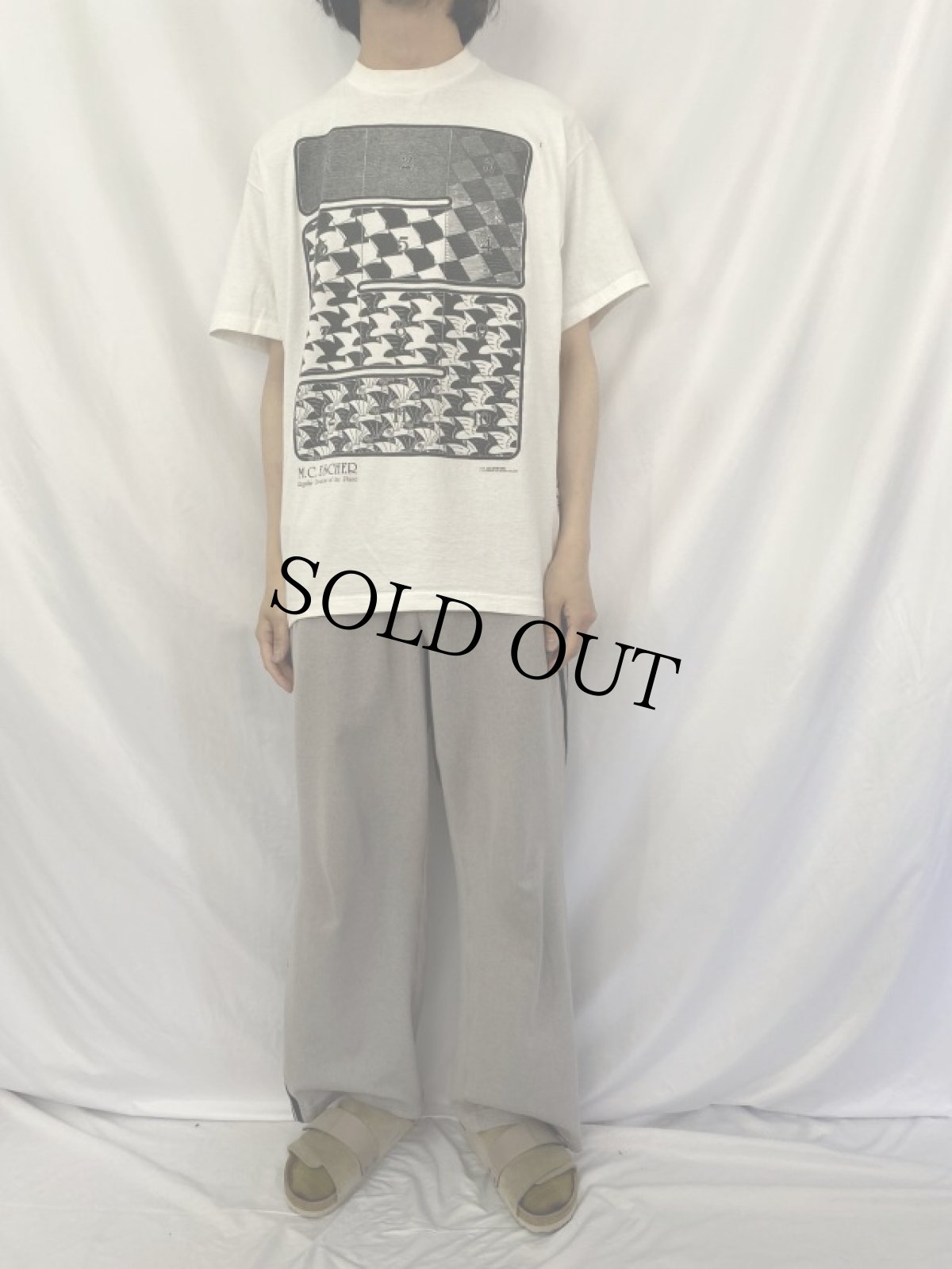 画像3: 90's M.C. Escher USA製 騙し絵アート マルチプリントTシャツ XL (3)