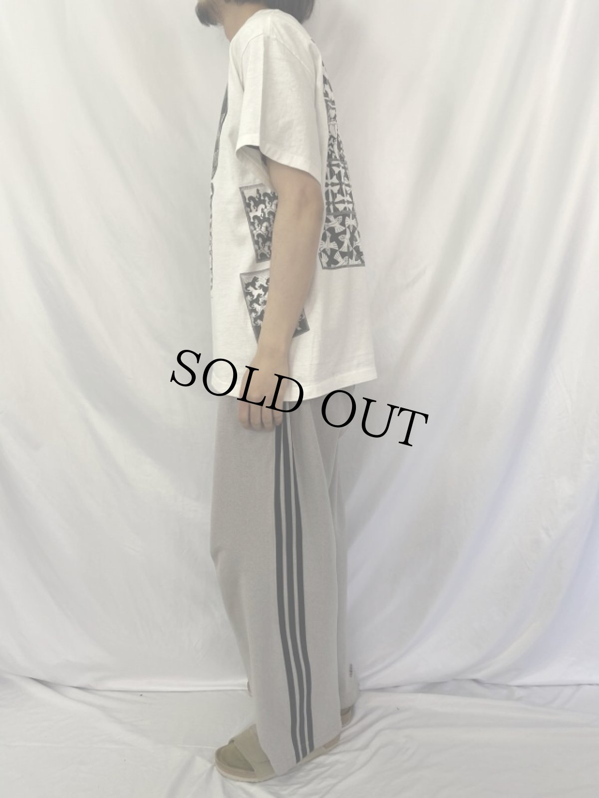 画像4: 90's M.C. Escher USA製 騙し絵アート マルチプリントTシャツ XL (4)