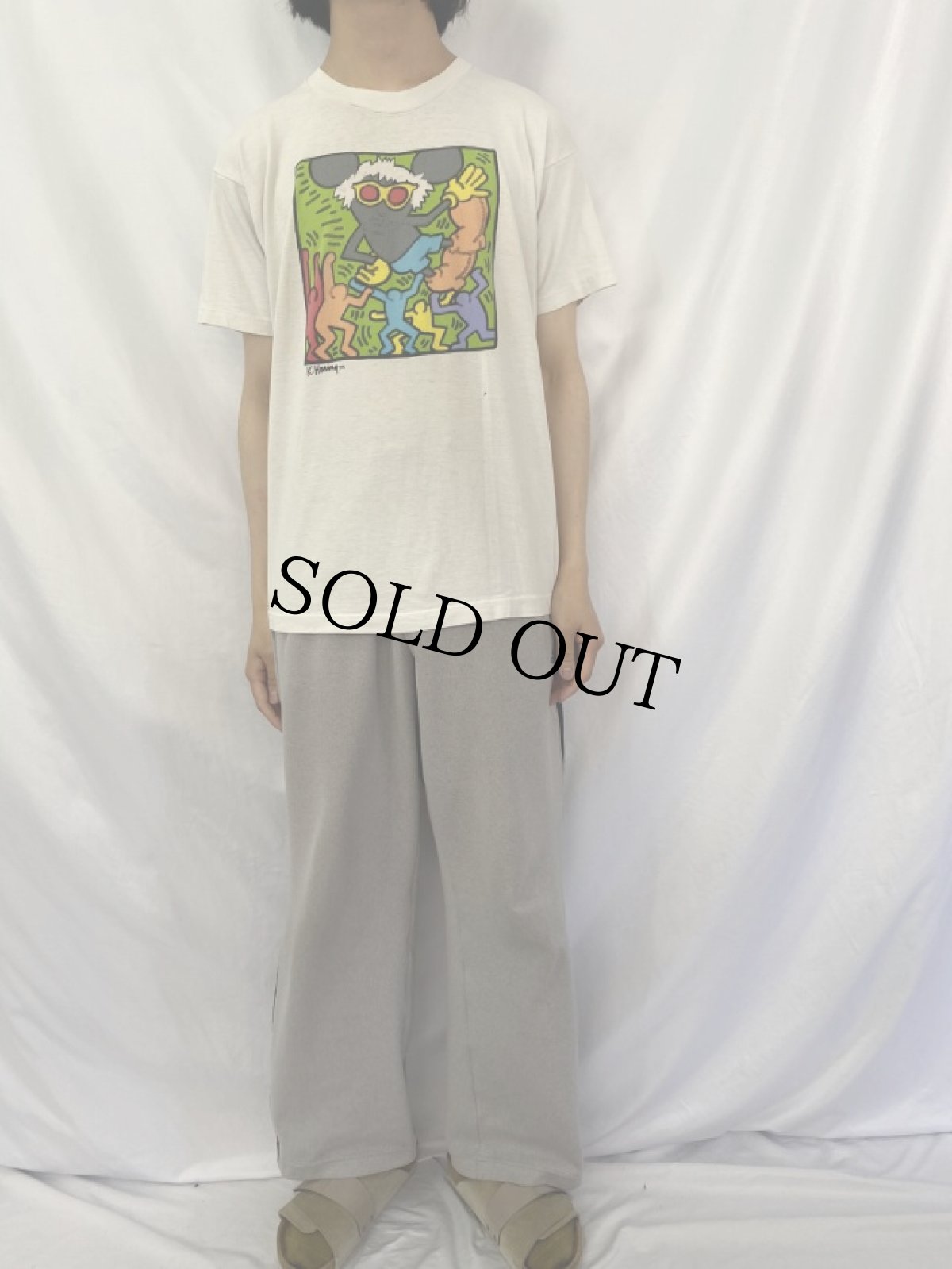 画像3: 90's Keith Haring USA製 "Andy Mouse" アートプリントTシャツ L (3)