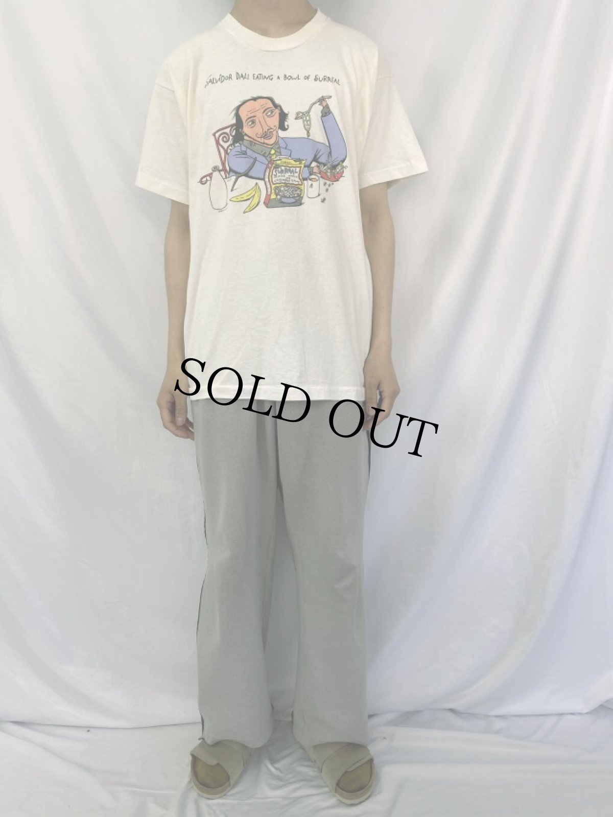 画像3: 90's SALVADOR DALI USA製 "EATING A BOWL OF SURREAL" アートイラストプリントTシャツ XL (3)