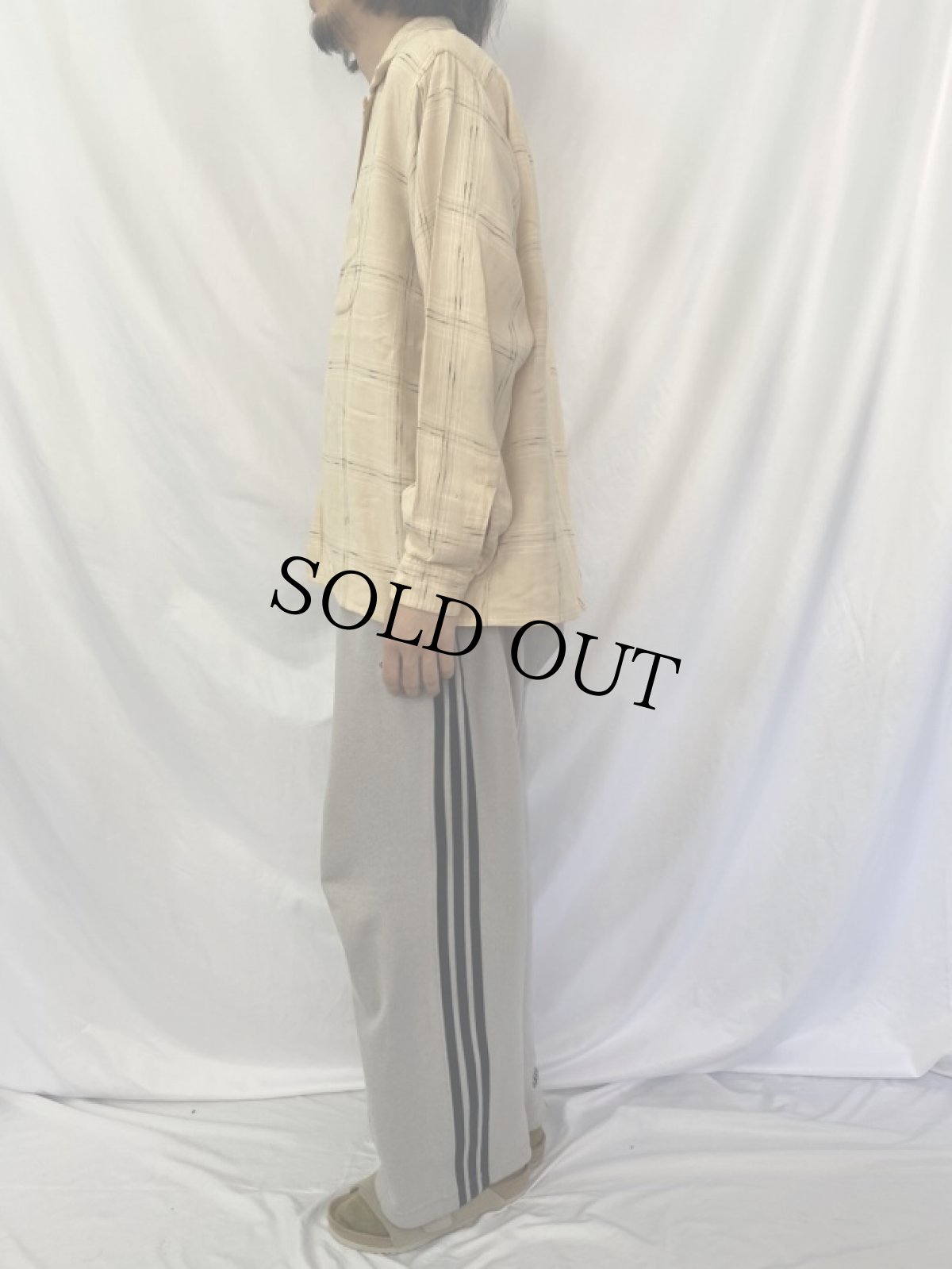 画像4: 50〜60's Manhattan "Golden Needle" チェック柄刺繍 オープンカラー ウールフランネルシャツ L (4)