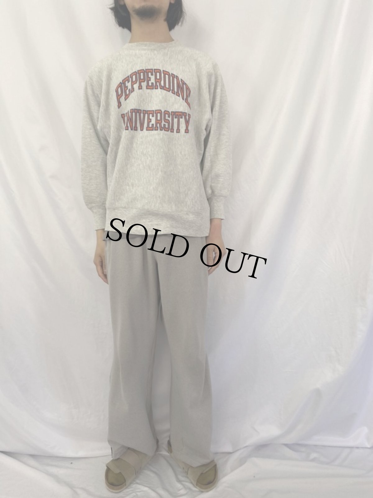 画像3: 80's Champion REVERSE WEAVE トリコタグ USA製 "PEPPERDINE UNIVERSITY" 染み込みプリントスウェット M (3)