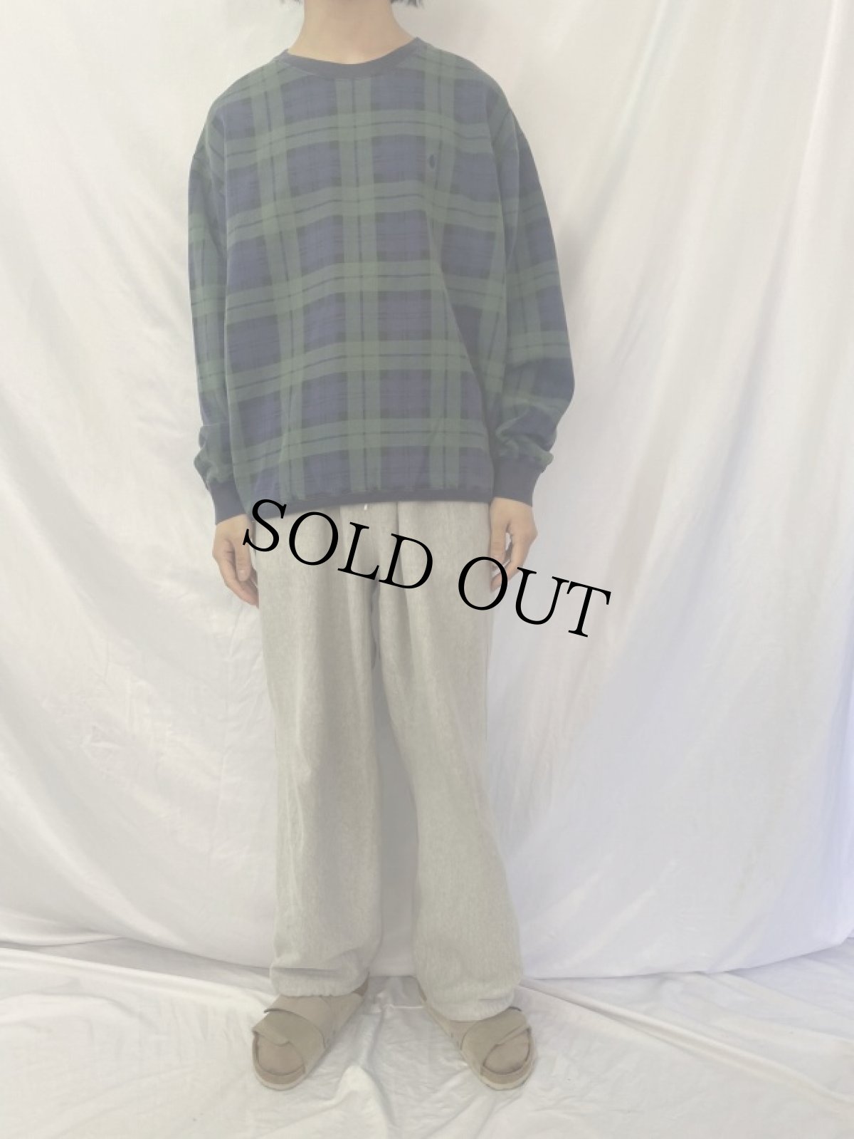 画像3: 90's〜 POLO Ralph Lauren ロゴ刺繍 チェック柄 スウェット XL (3)