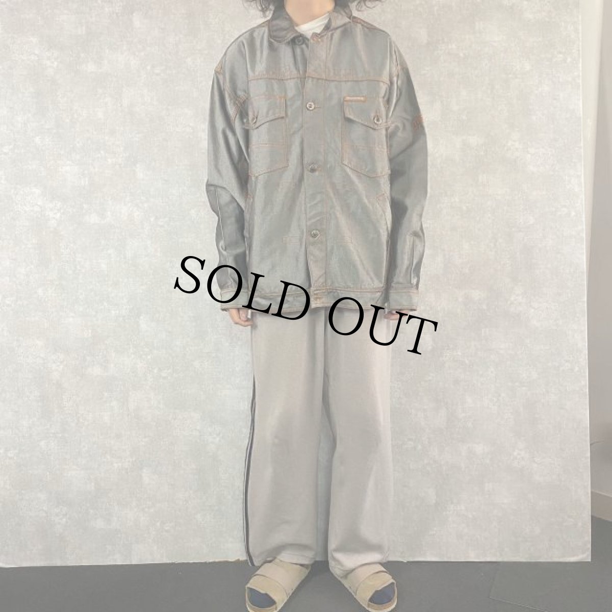 画像2: SOUTHPOLE シャイニーデニムジャケット L (2)