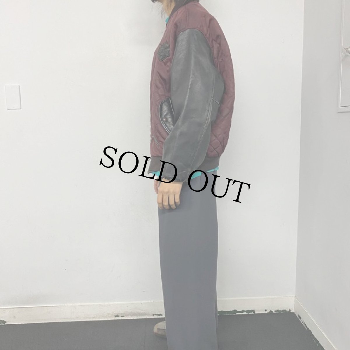 画像3: HARLEY-DAVIDSON ナイロンキルティング×レザー切り替えジャケット L (3)