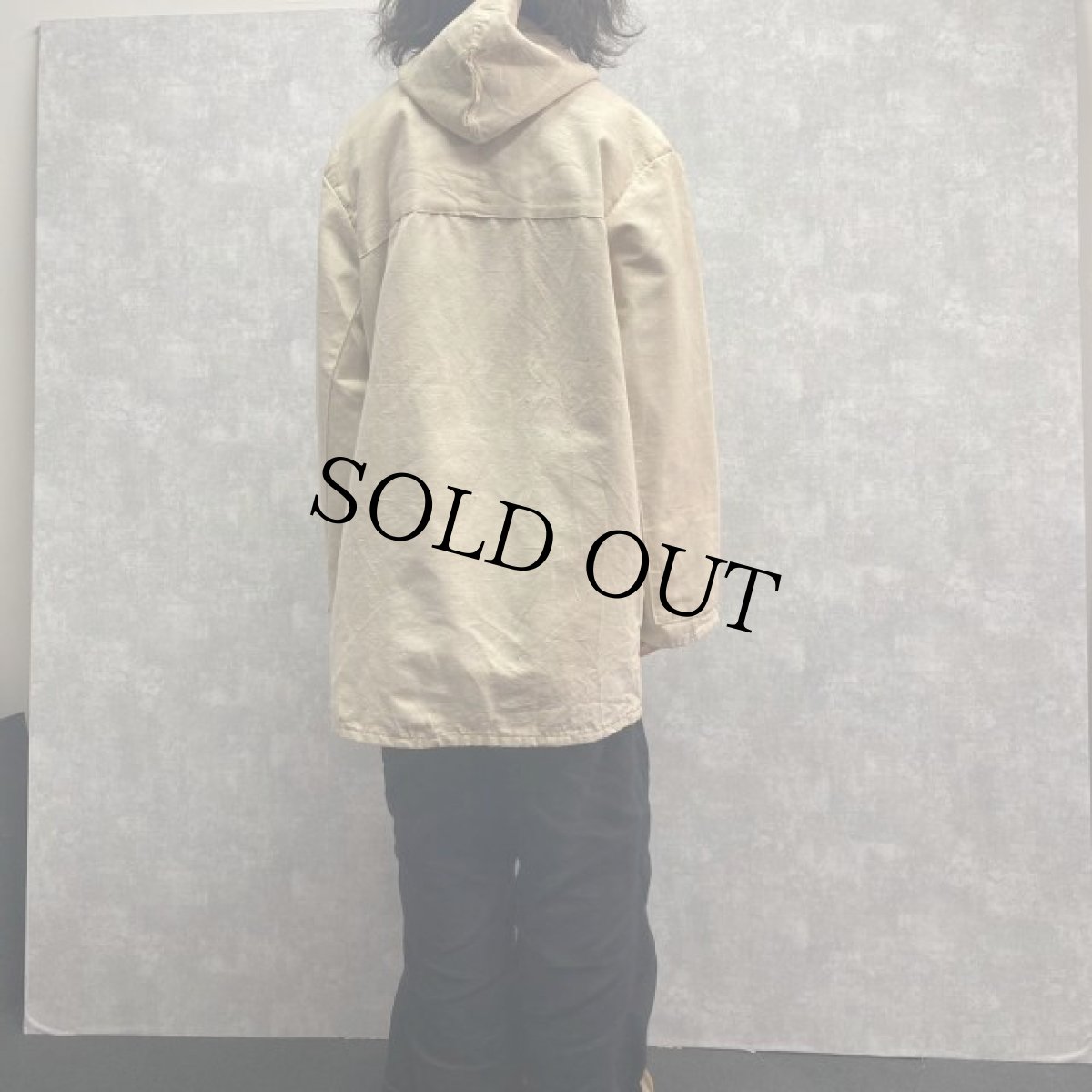 画像4: 80's EURO コットンリネンダック フーデッドワークコート 58 (4)