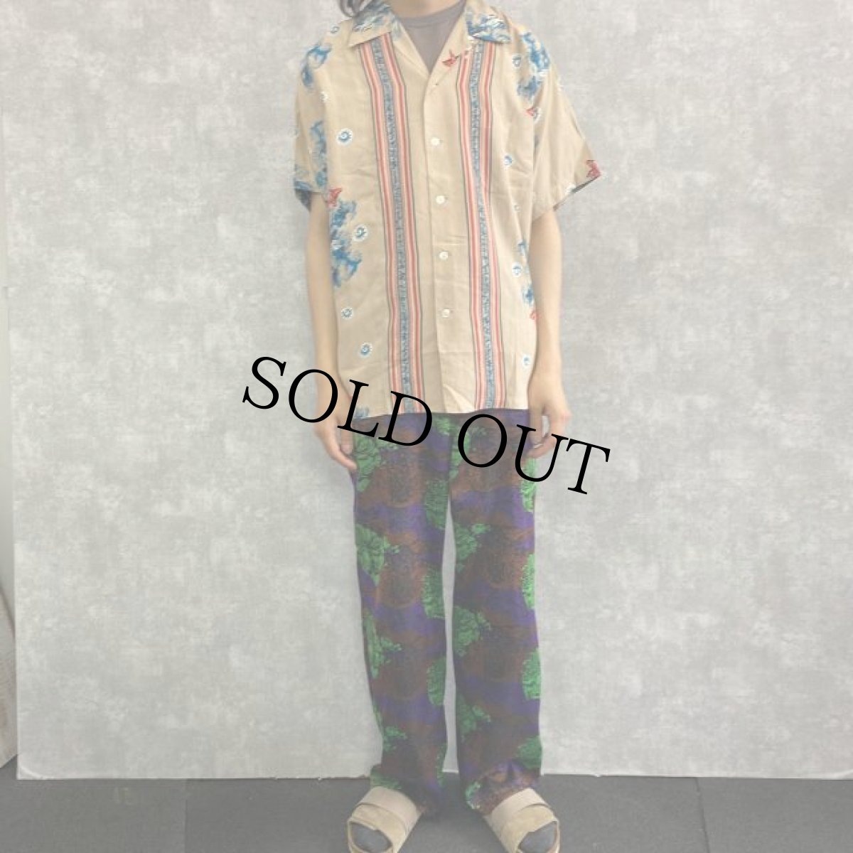 画像2: 50's Duke Kahanamoku マリン柄 レーヨンアロハシャツ L (2)