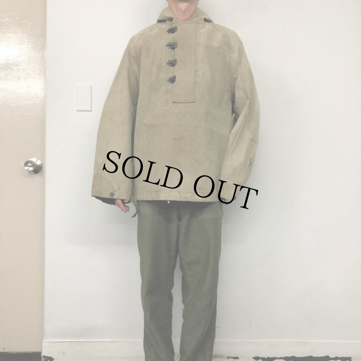 画像2: 40's U.S. NAVY デッキレインパーカ L (2)