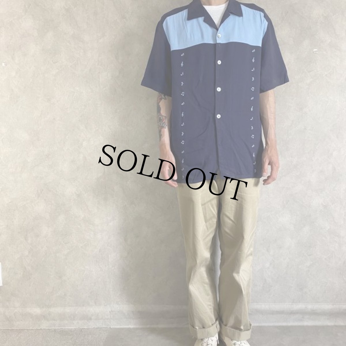 画像2: 70's〜 Da Vinci USA製 Rockabilly Rayon Shirt L (2)