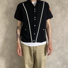 画像4: 60's Crown Prince Black Rayon Bowling Shirt M (4)