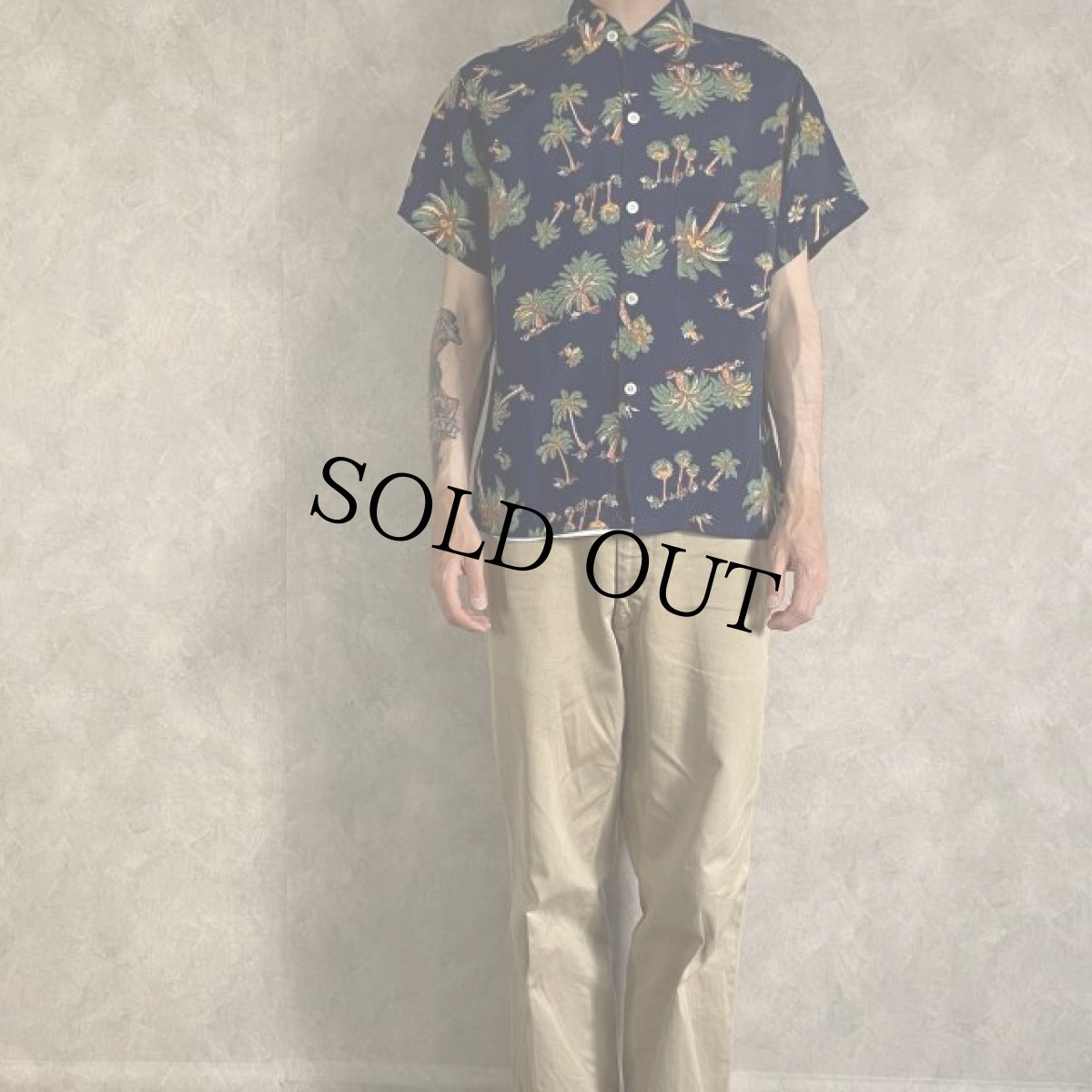 画像2: 50's ROYAL PALM "Palm Tree" Rayon Hawaiian Shirt M (2)