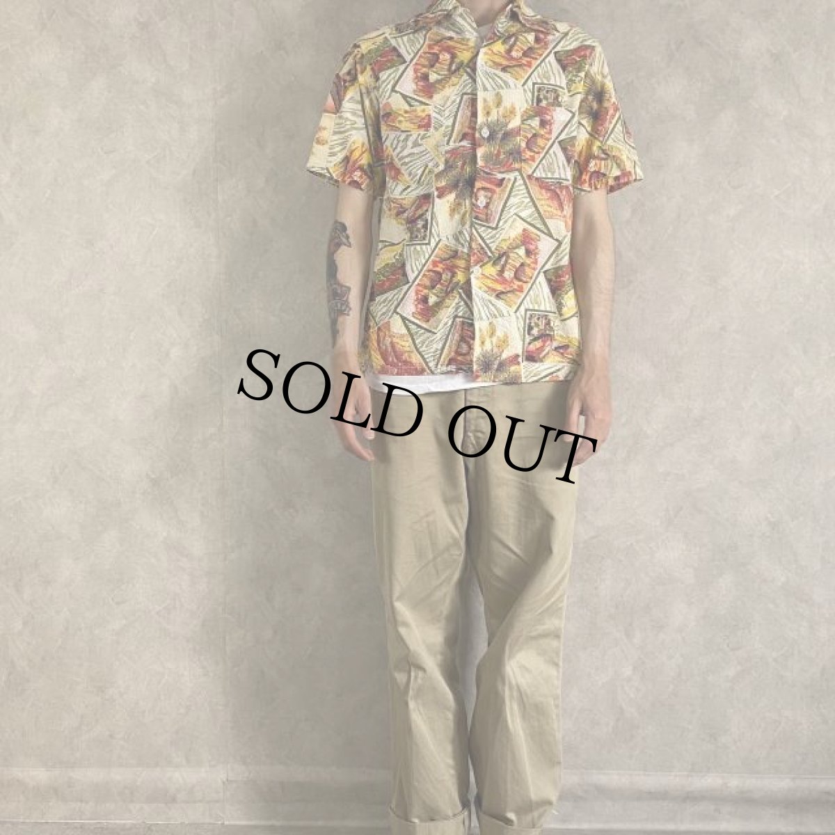 画像2: 50's PENNY'S TOPFLIGHT Seersucker Hawaiian Shirt S (2)