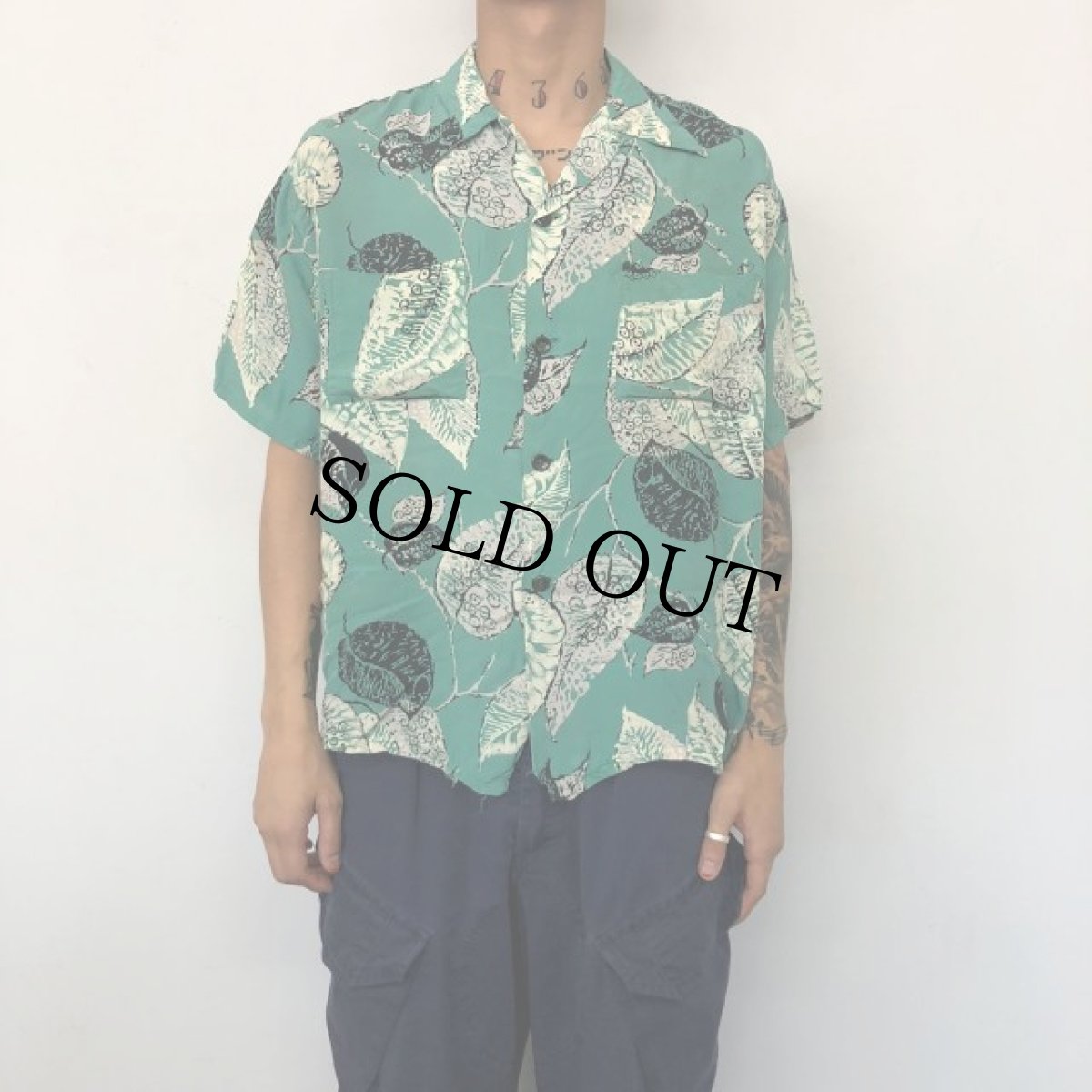 画像2: 50's TOPFLIGHT Rayon Hawaiian Shirt L (2)