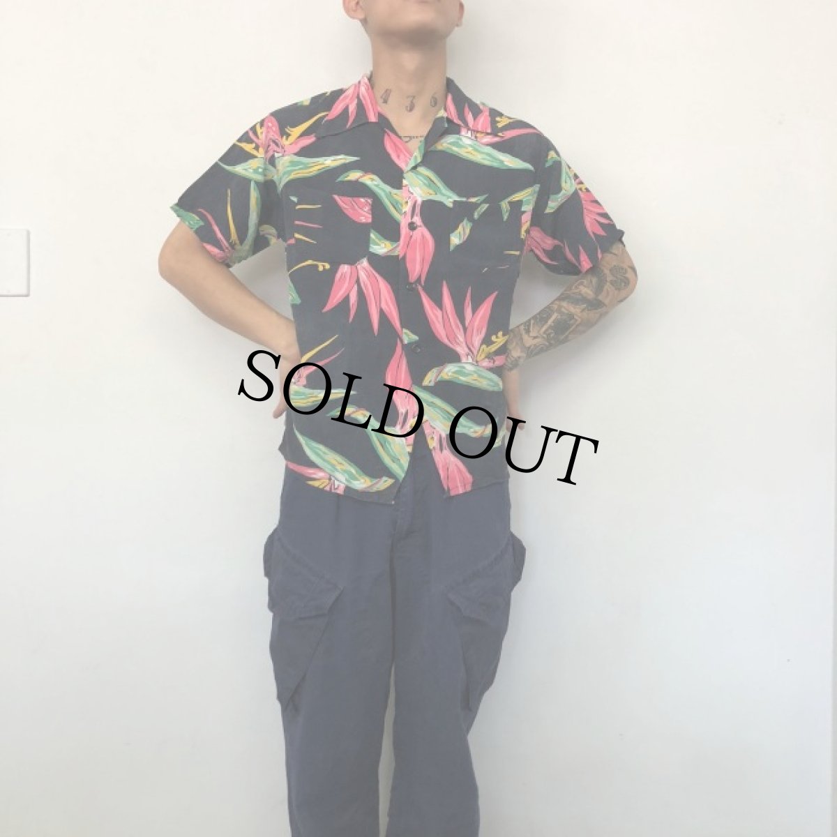 画像4: 50's Made in California Rayon Hawaiian Shirt M (4)