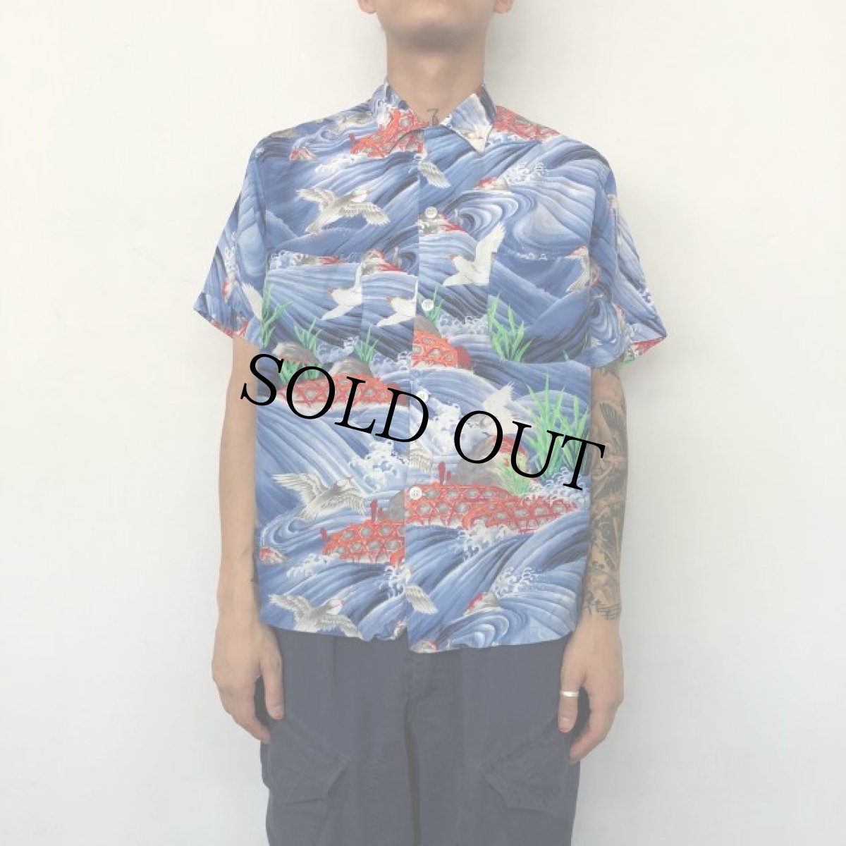 画像2: 60's PENNY'S JAPAN製 Rayon Hawaiian Shirt M (2)