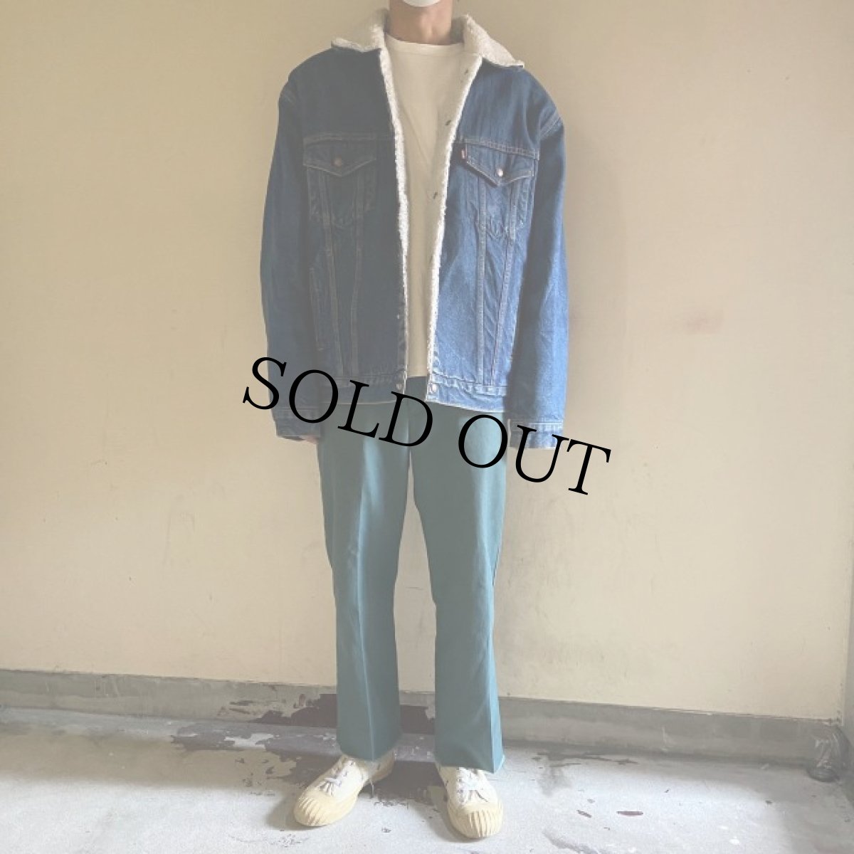 画像2: 90's Levi's USA製 デニムボアジャケット L (2)