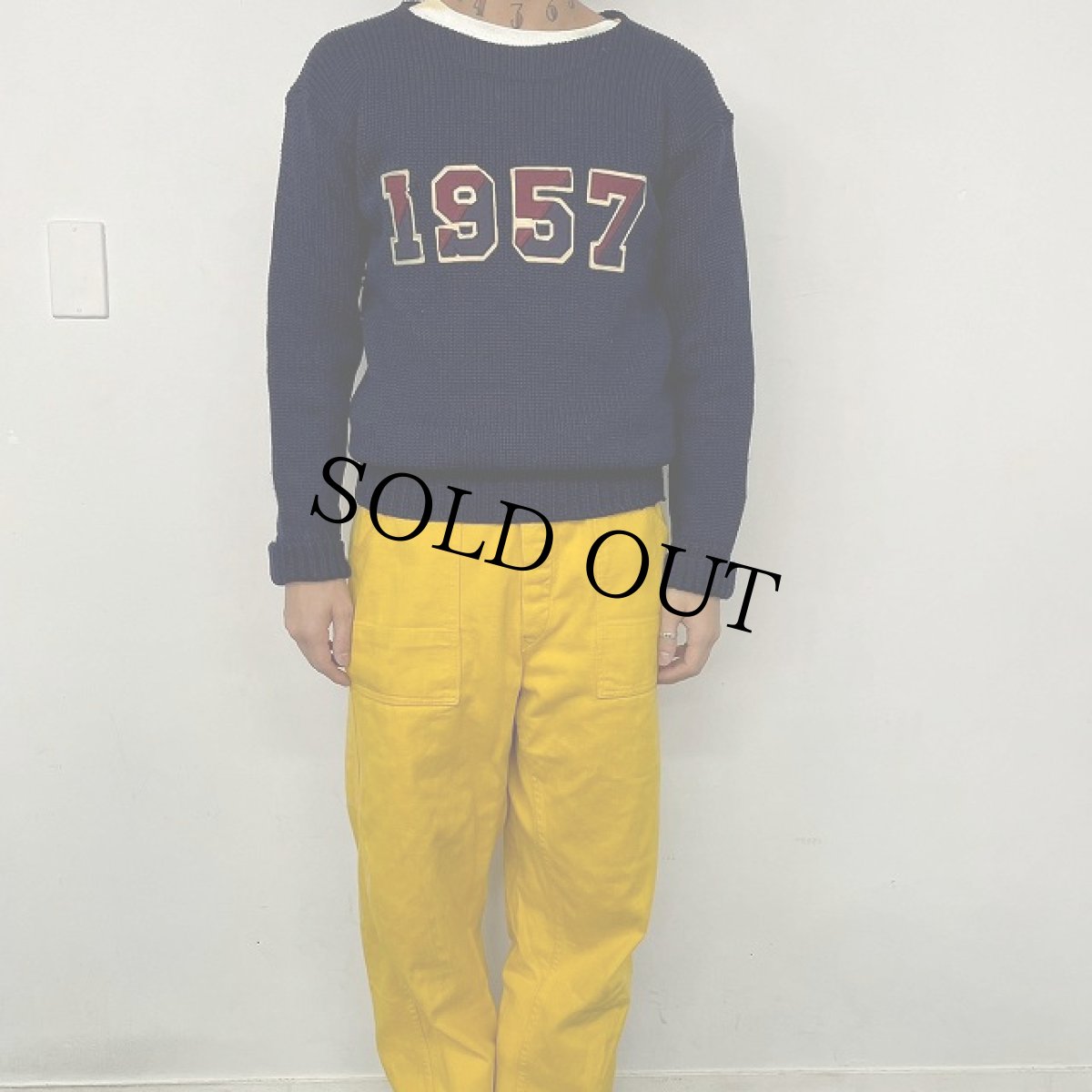 画像2: 1957 レタードニットセーター ネイビー (2)