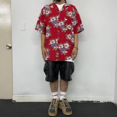 画像2: BANANA REPUBLIC ハイビスカス柄 Rayon hawaiian shirt L (2)