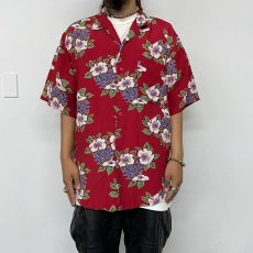 画像3: BANANA REPUBLIC ハイビスカス柄 Rayon hawaiian shirt L (3)