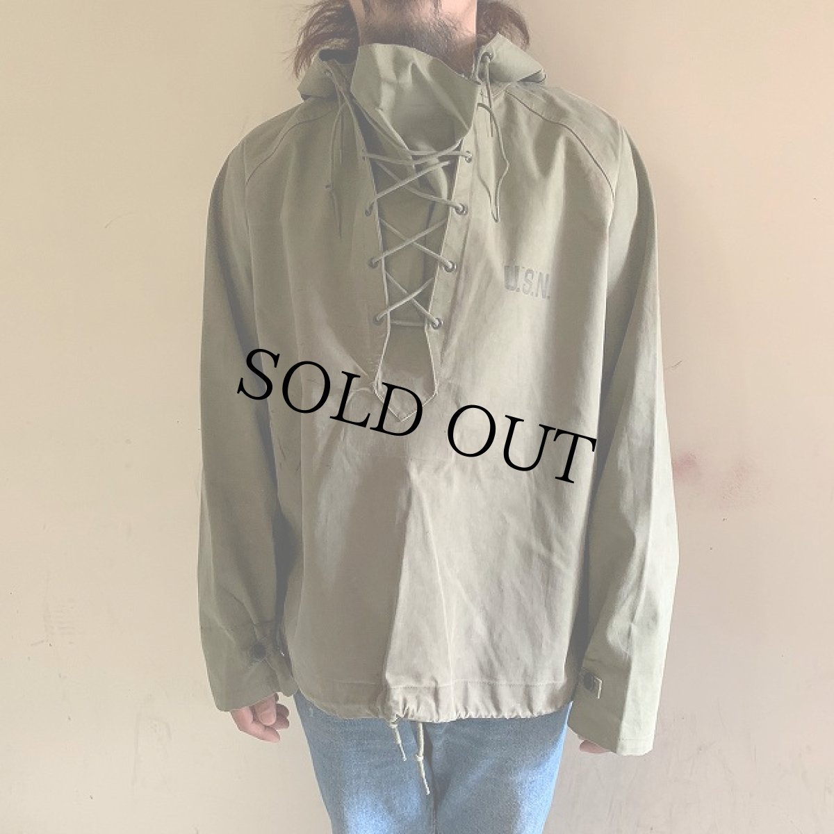 画像4: 40's U.S.NAVY デッキレインパーカ ステンシル入り (4)
