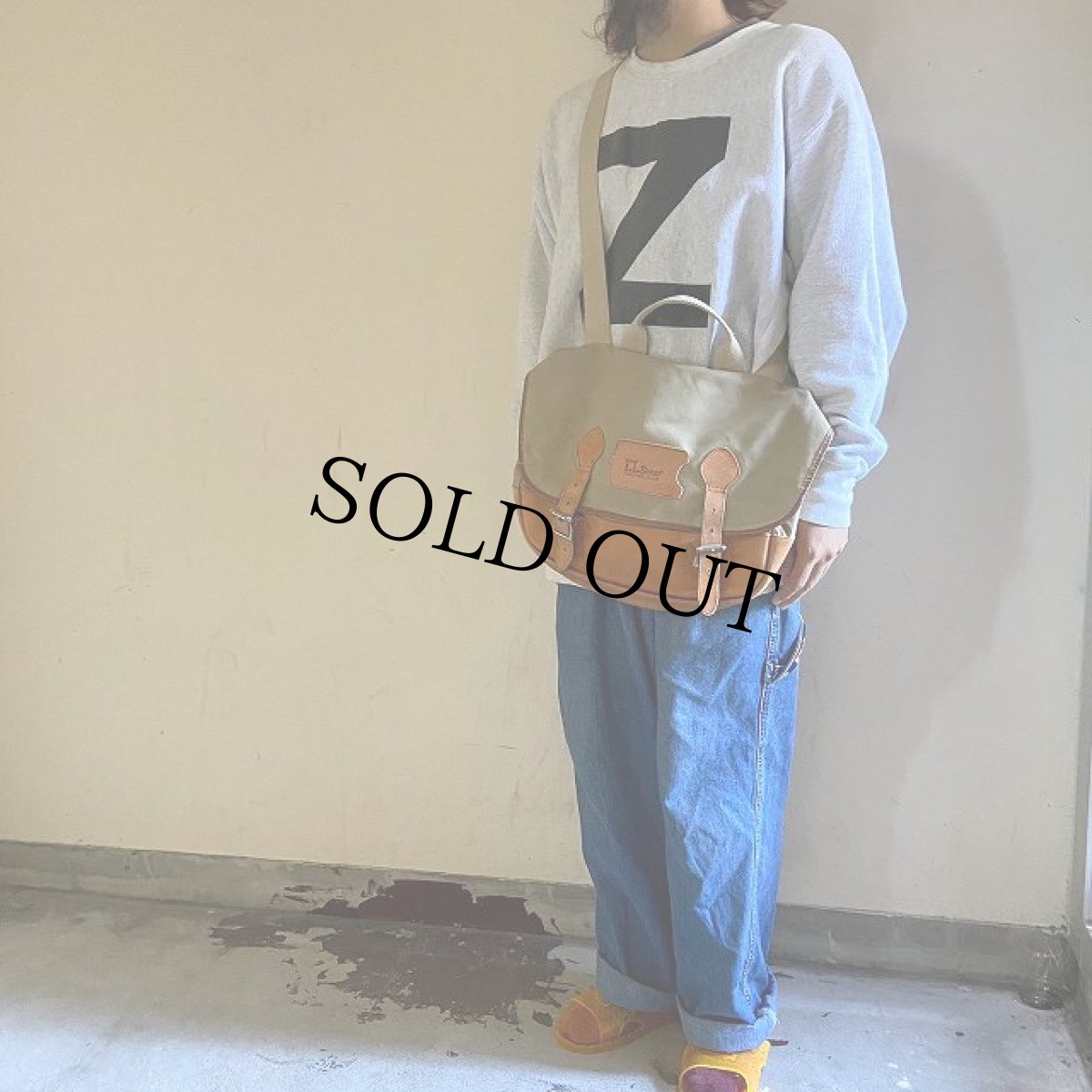 画像2: 80's L.L.Bean レザー切り替え ショルダーバッグ (2)