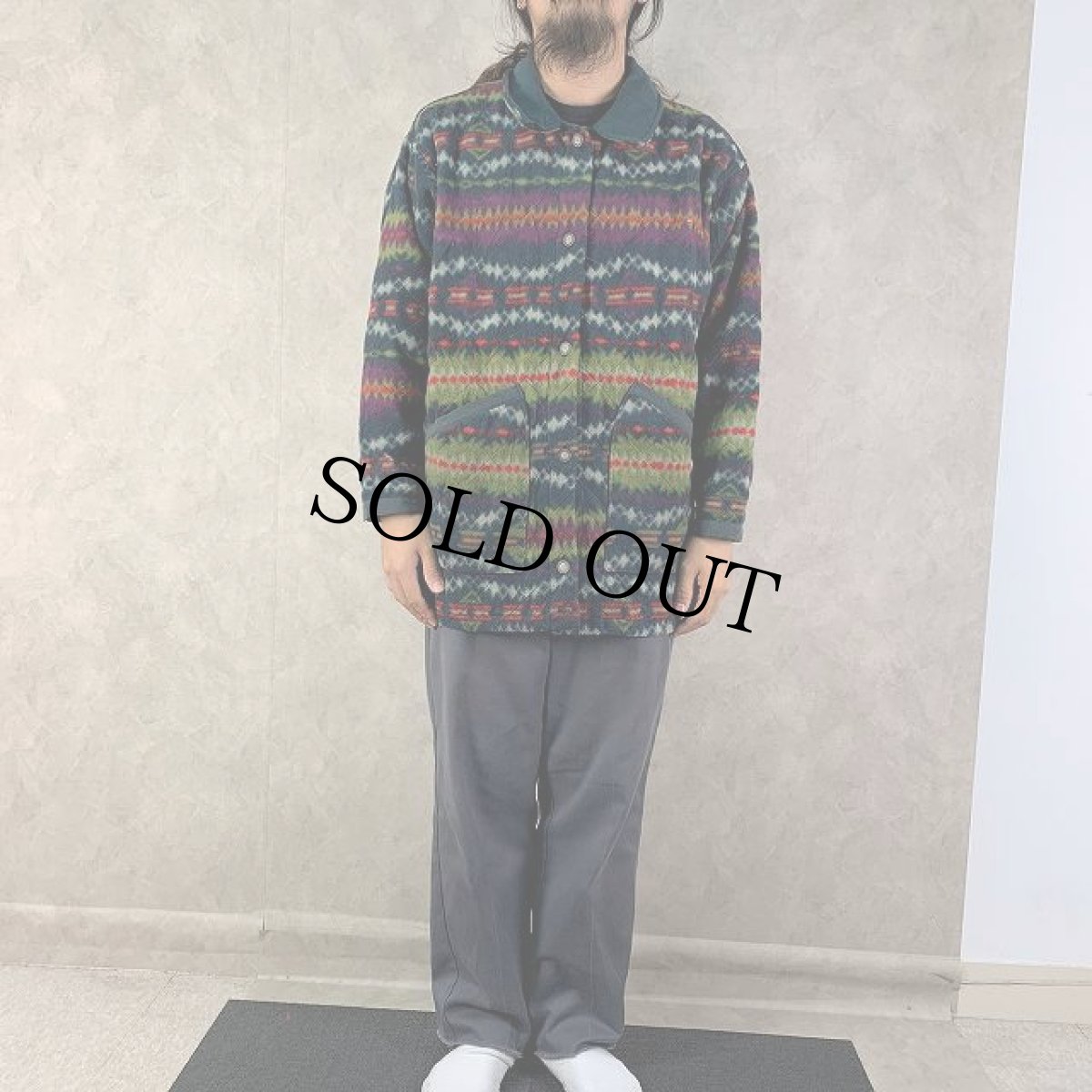 画像2: 90's Patagonia USA製 雪無しタグ エスニック柄 フリースジャケット M (2)