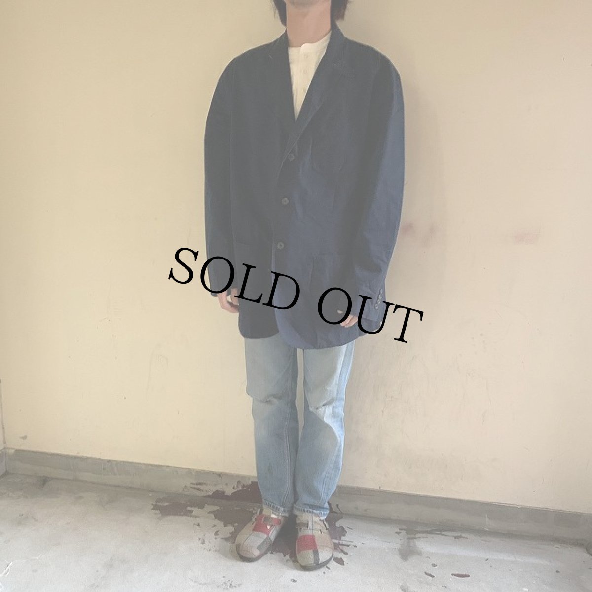 画像2: POLO Ralph Lauren コットンテーラードジャケット ネイビー XL (2)