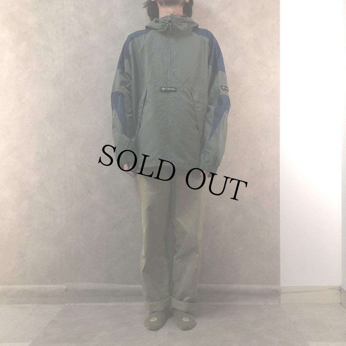 画像2: 90's Columbia ハーフジップ ナイロンアノラックパーカー XL (2)