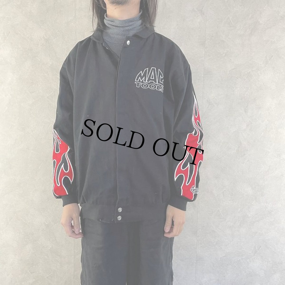 画像3: MACTOOLS ファイヤーパターン刺繍 コットンレーシングジャケット L (3)