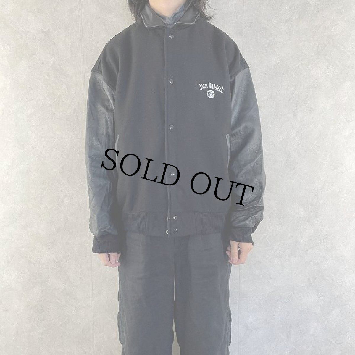 画像2: JACK DANIEL'S CANADA製 レザー×ウール スタジャン XL (2)