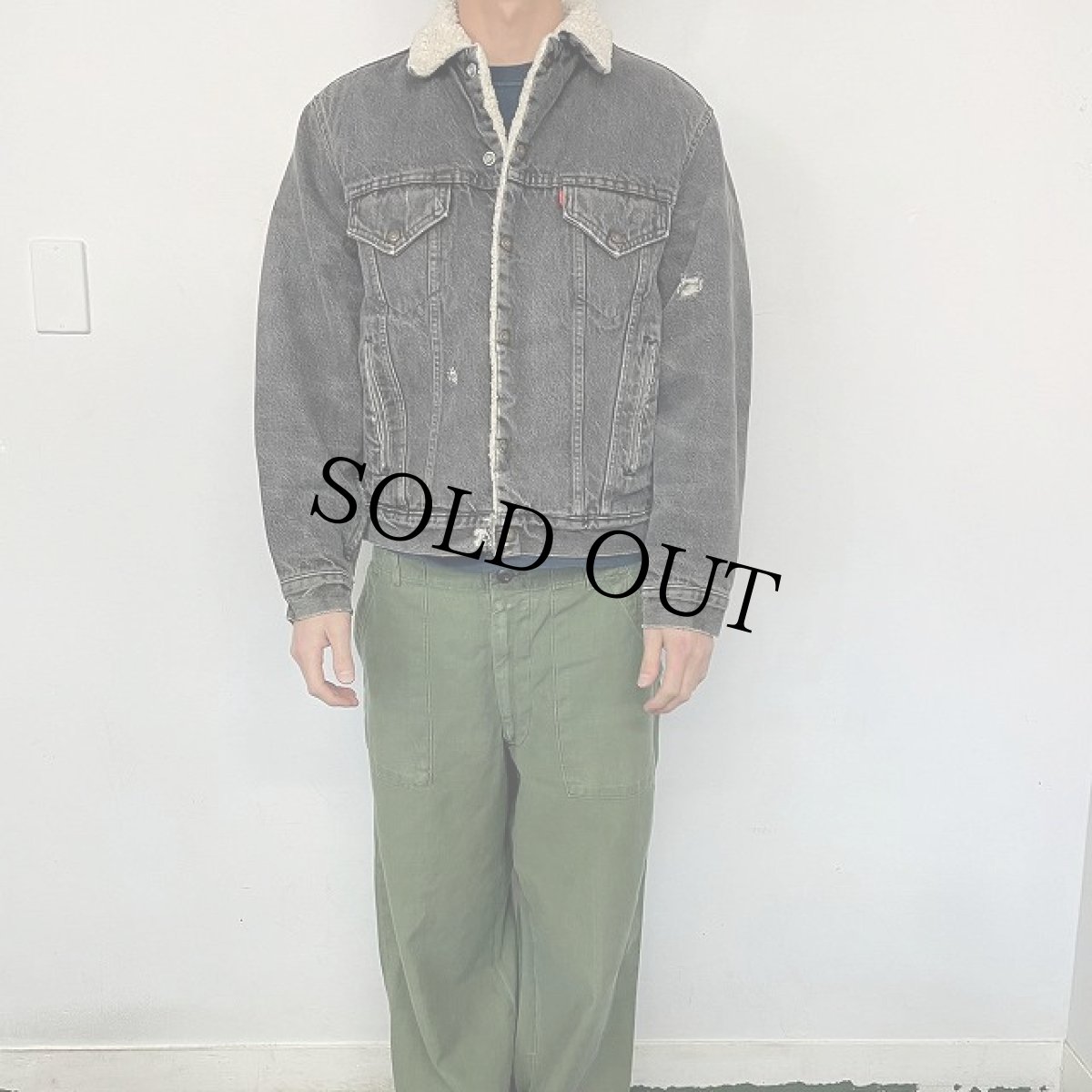 画像2: 80's Levi's USA製 裏ボア ブラックデニムジャケット 38R (2)