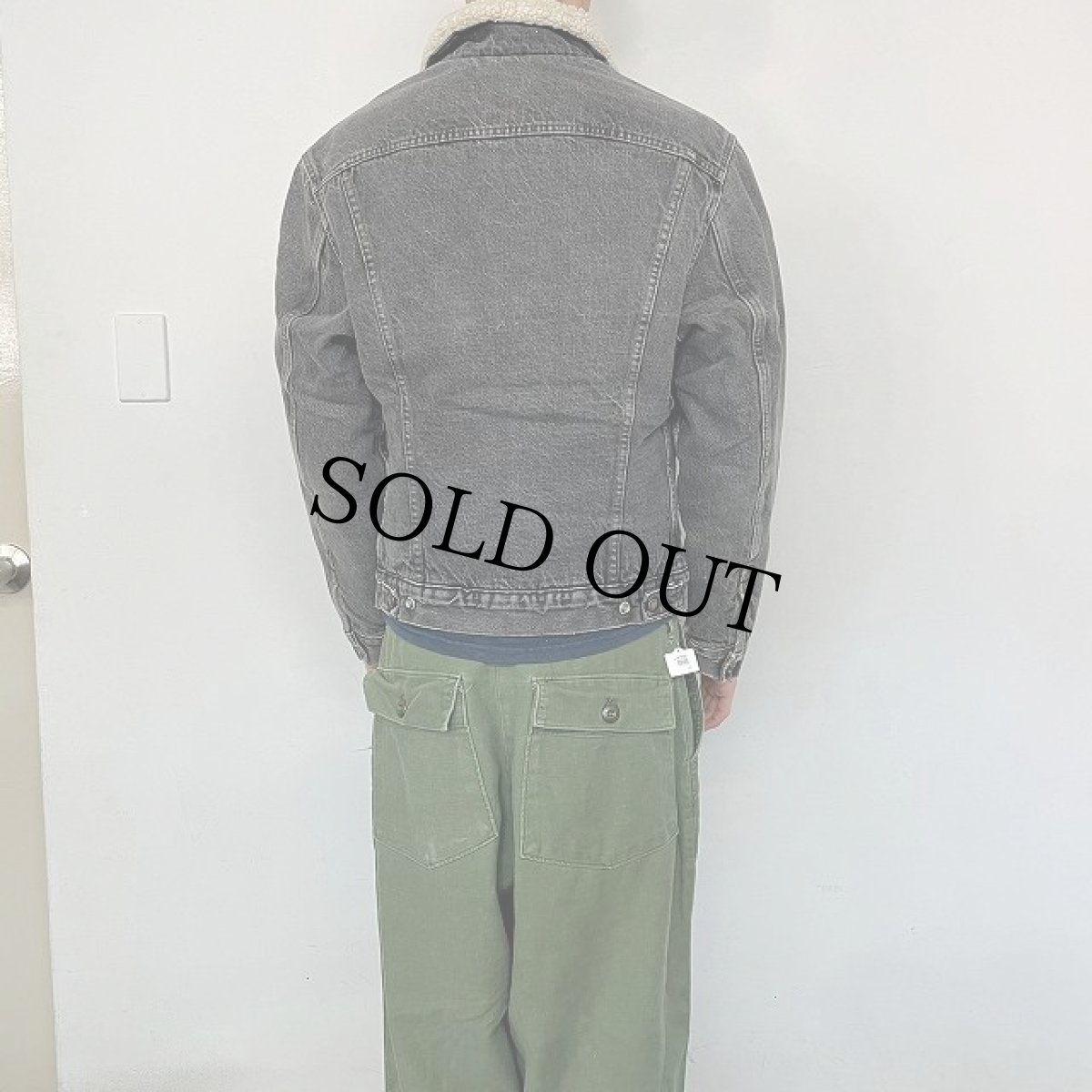 画像2: 80's Levi's 70609 USA製 ブラックデニム ボアジャケット S (2)