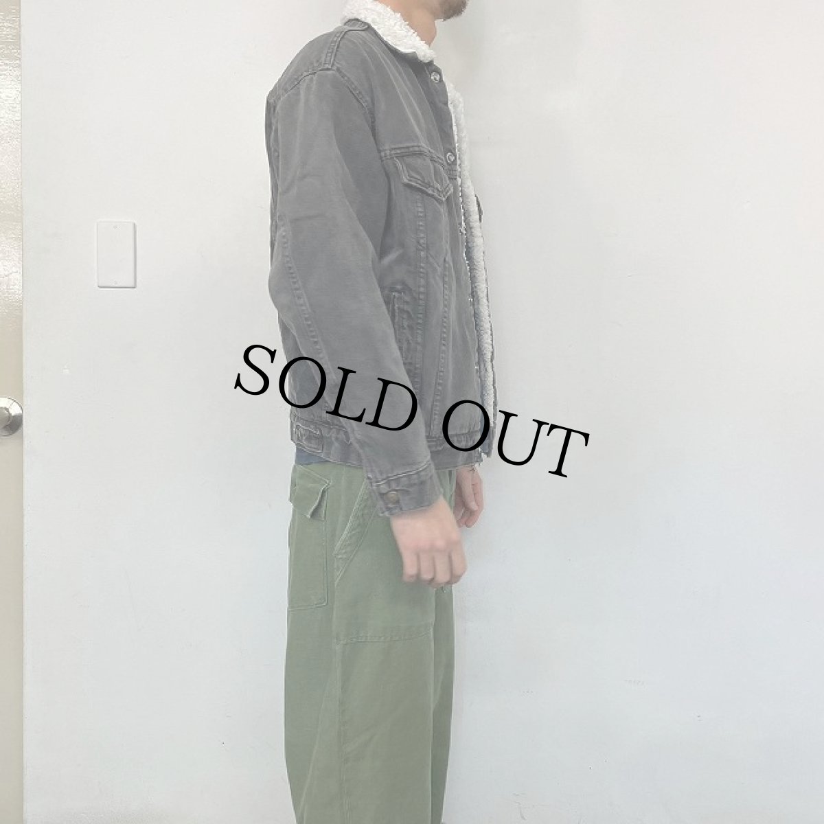 画像4: 80's Levi's 70609 USA製 ブラックデニム ボアジャケット S (4)